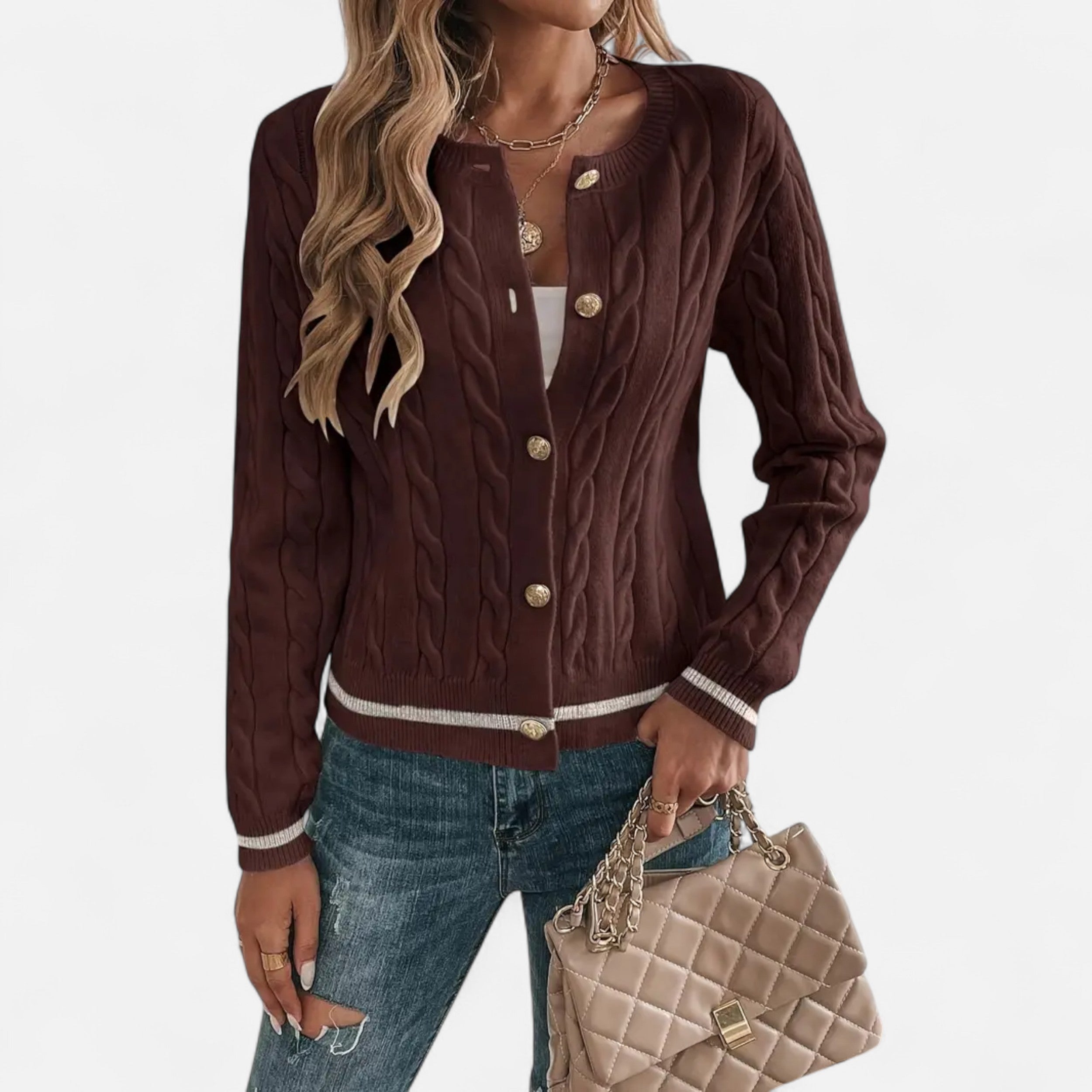 Lurvain | Women’s Elegant Long Sleeve Knit Cardigan