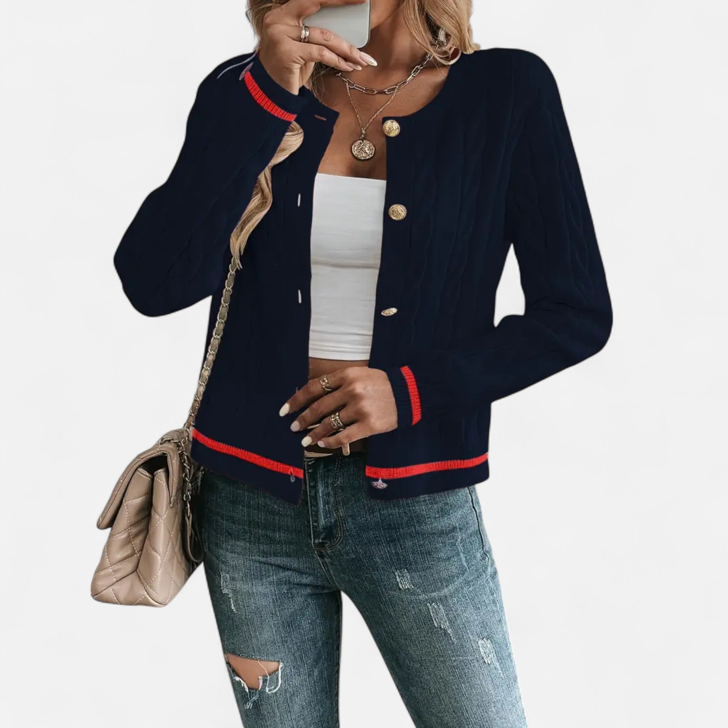 Alveraine | Women’s Elegant Long Sleeve Knit Cardigan