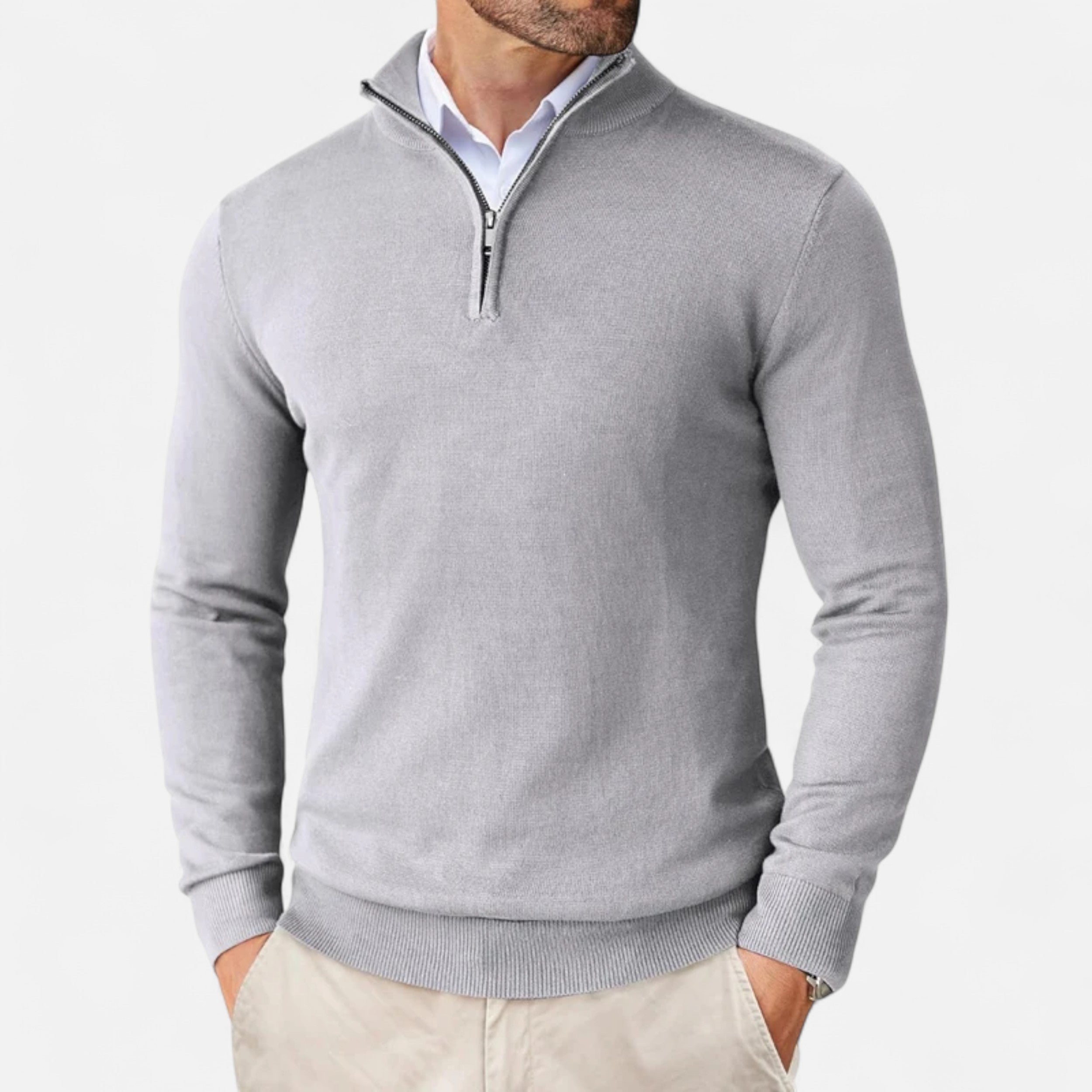 Lurvain | Men’s Quarter-Zip Knit Sweater – Slim Elegance