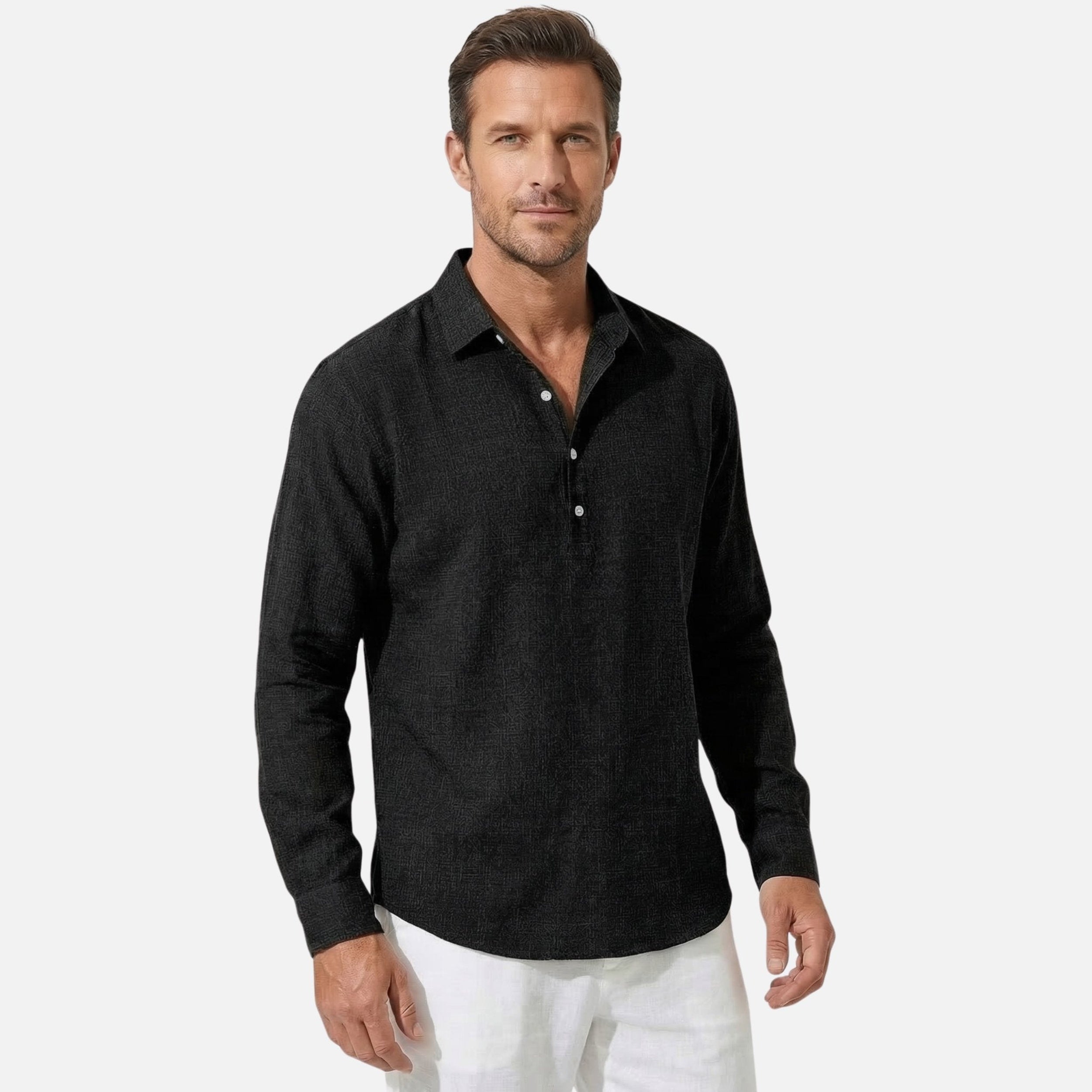 Alveraine | Men's Linen Collared Shirt – Breathable Summer Comfort