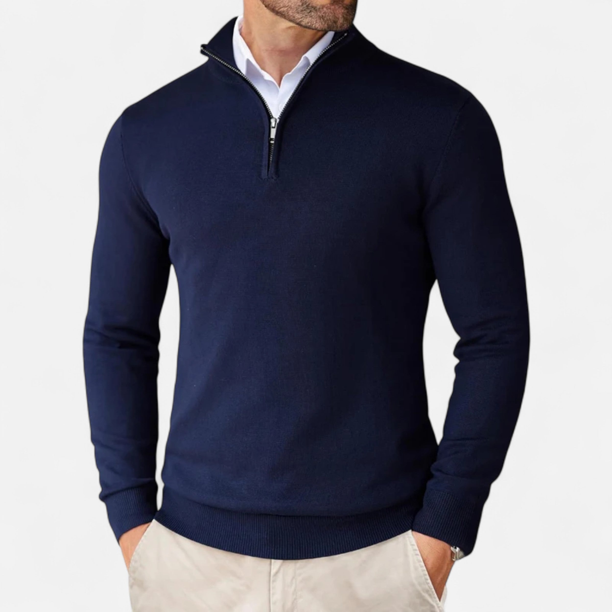 Lurvain | Men’s Quarter-Zip Knit Sweater – Slim Elegance