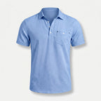 Alveraine Men's Summer Linen Polo Shirt – Blue