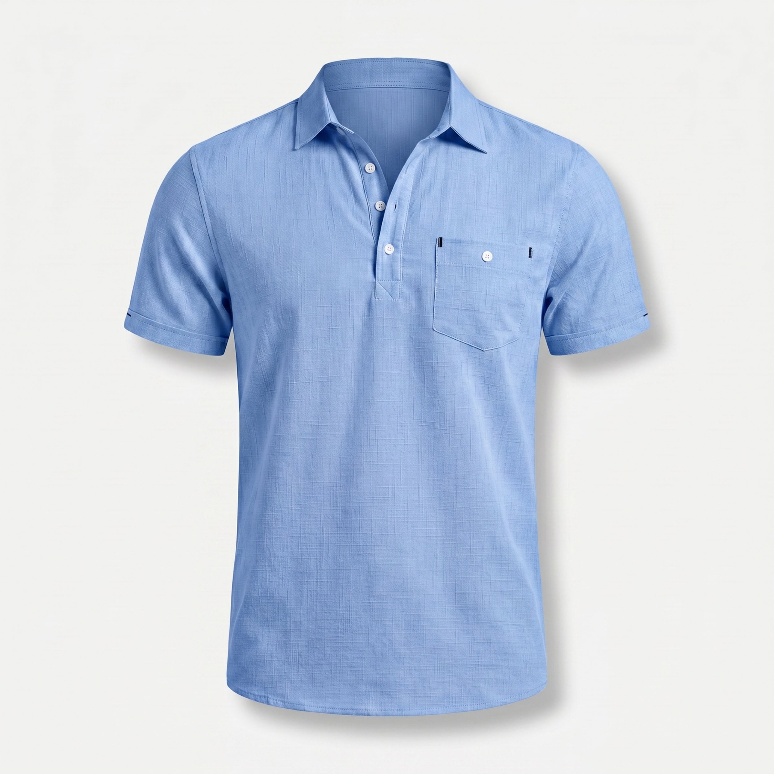 Alveraine Men's Summer Linen Polo Shirt – Blue