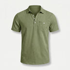 Alveraine Men's Summer Linen Polo Shirt – Army Green