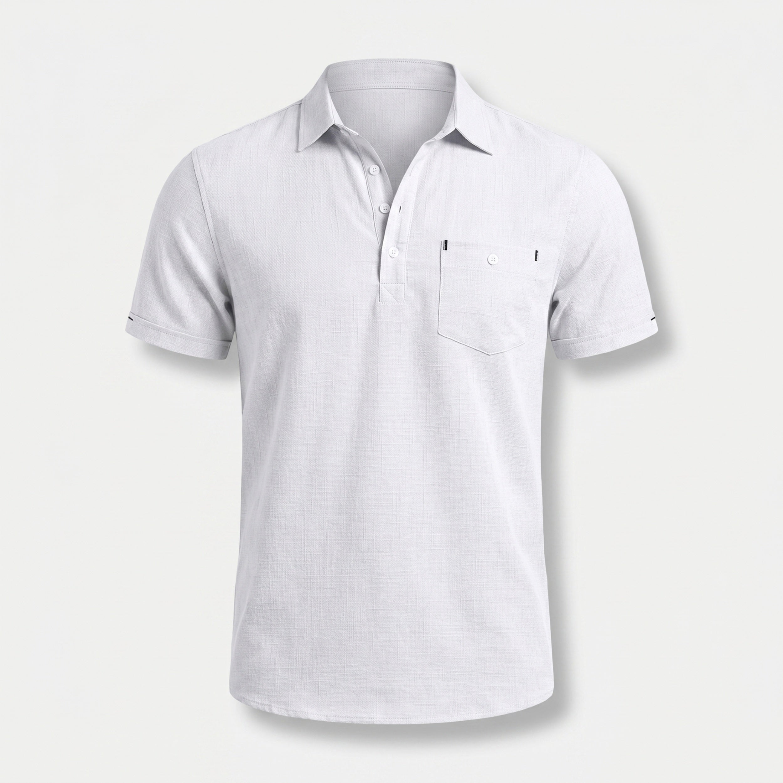 Alveraine Men's Summer Linen Polo Shirt – White