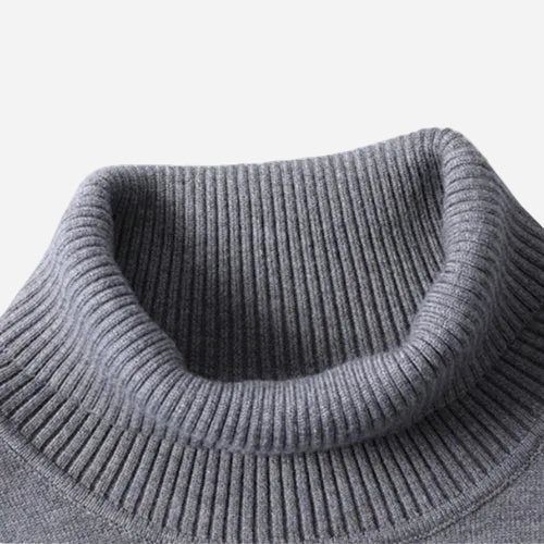 Alveraine | Men’s High-Neck Pullover Sweater – Solid Color Casual Knit