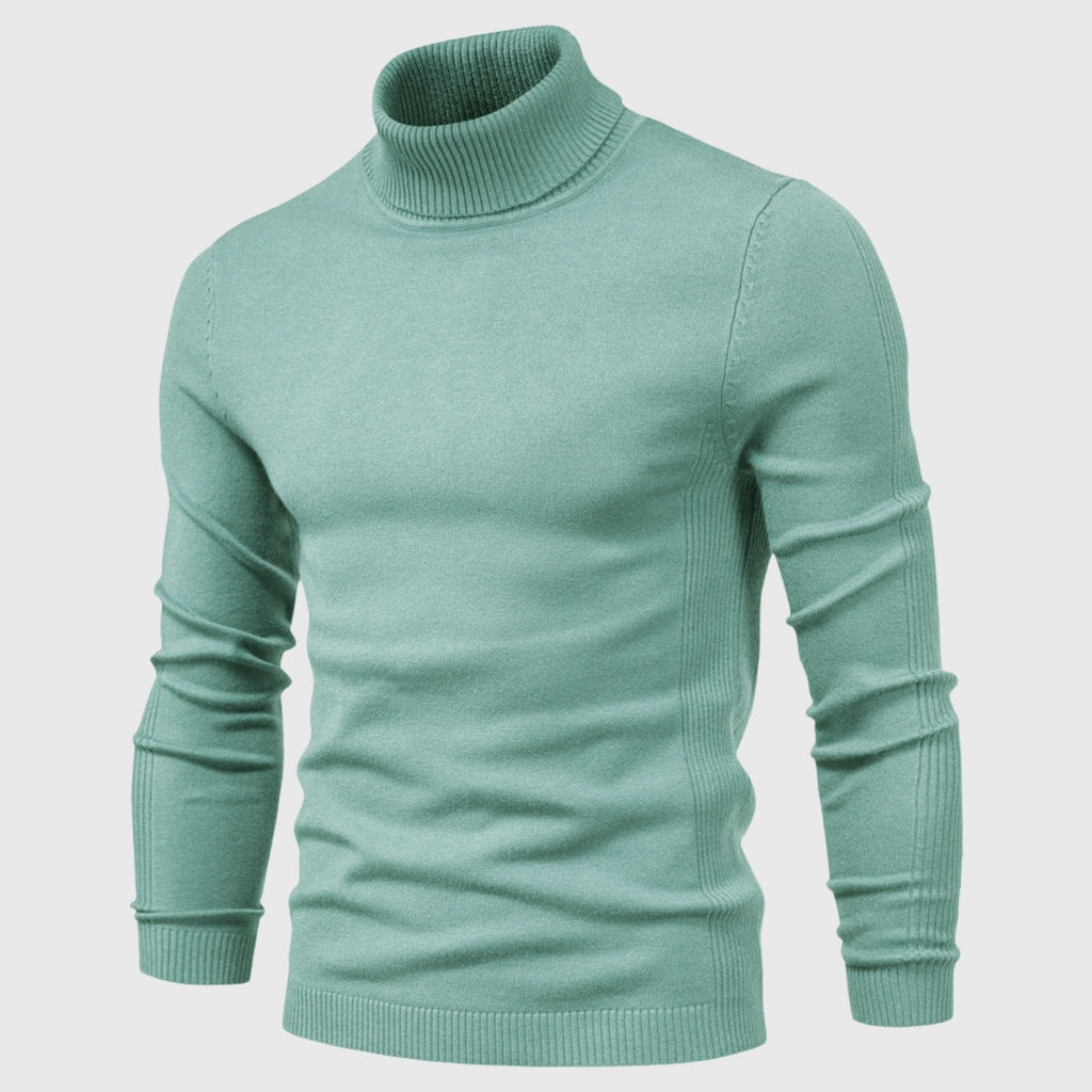 Alveraine | Men’s High-Neck Pullover Sweater – Solid Color Casual Knit