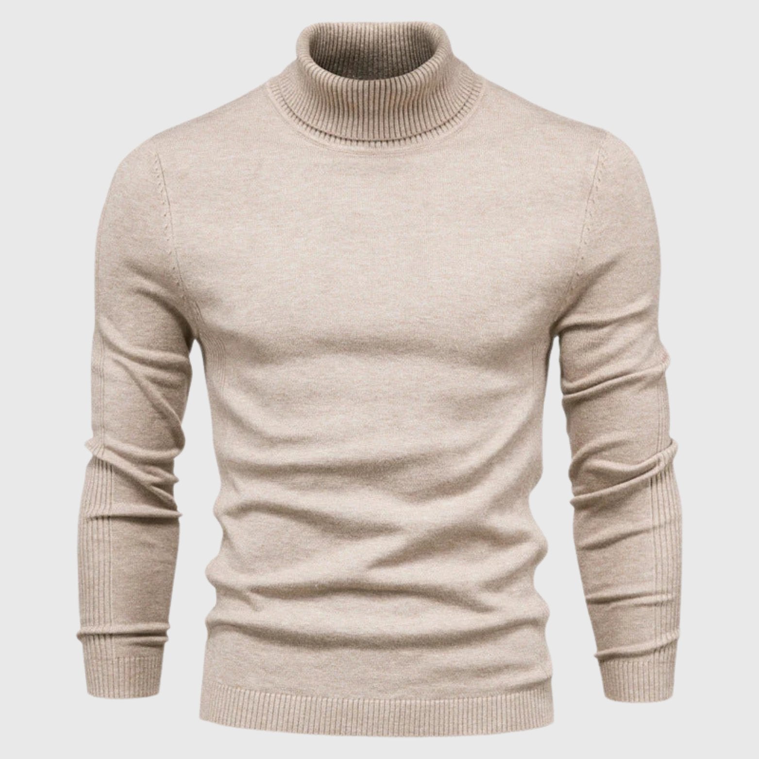 Alveraine | Men’s High-Neck Pullover Sweater – Solid Color Casual Knit