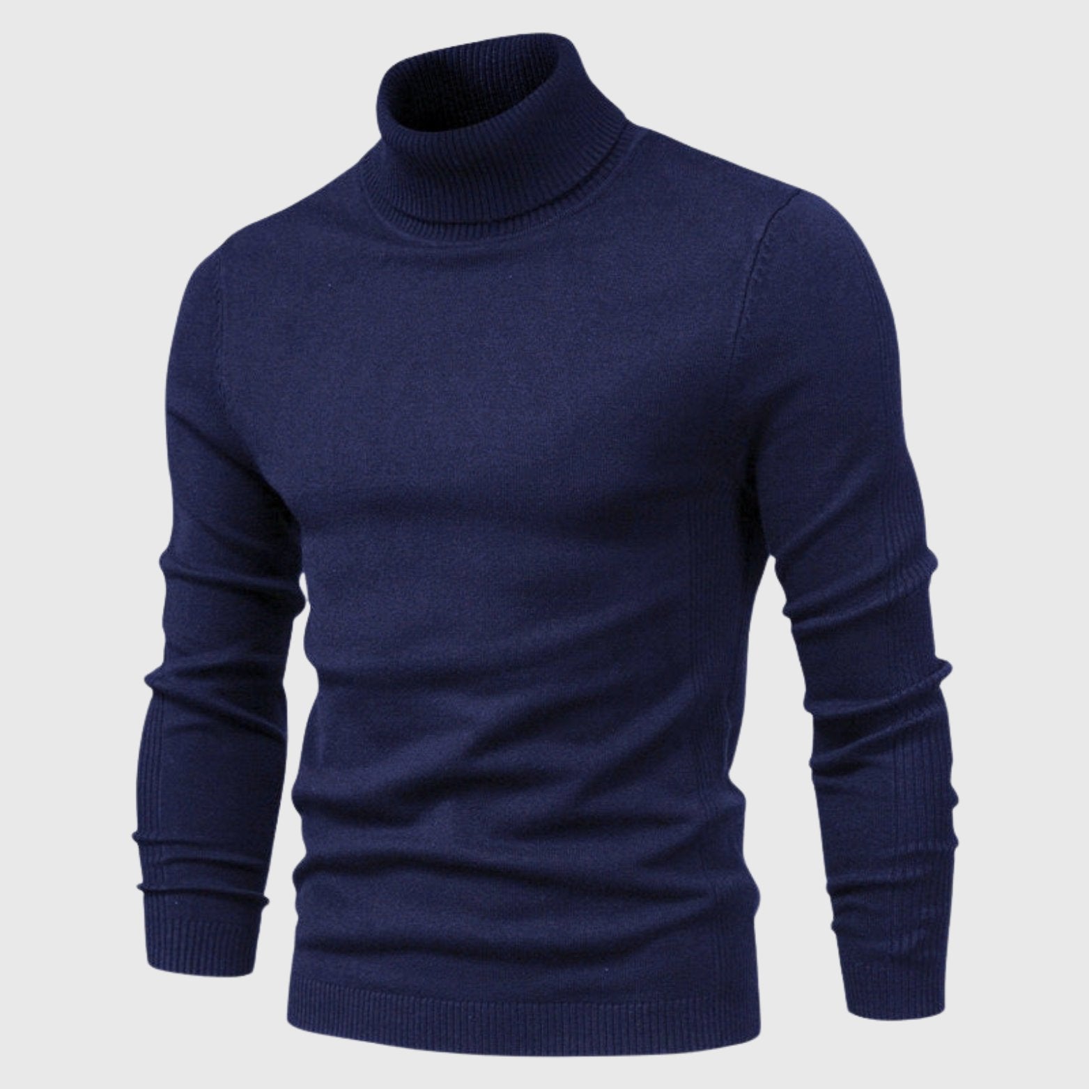 Alveraine | Men’s High-Neck Pullover Sweater – Solid Color Casual Knit