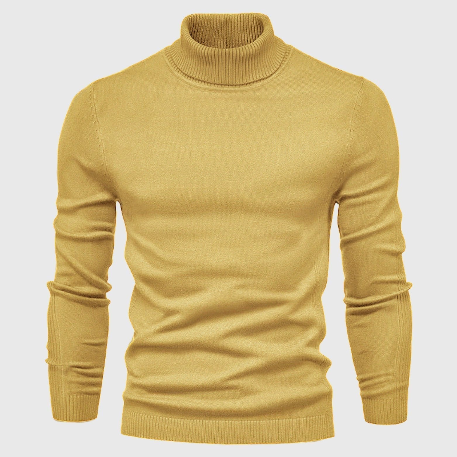 Alveraine | Men’s High-Neck Pullover Sweater – Solid Color Casual Knit