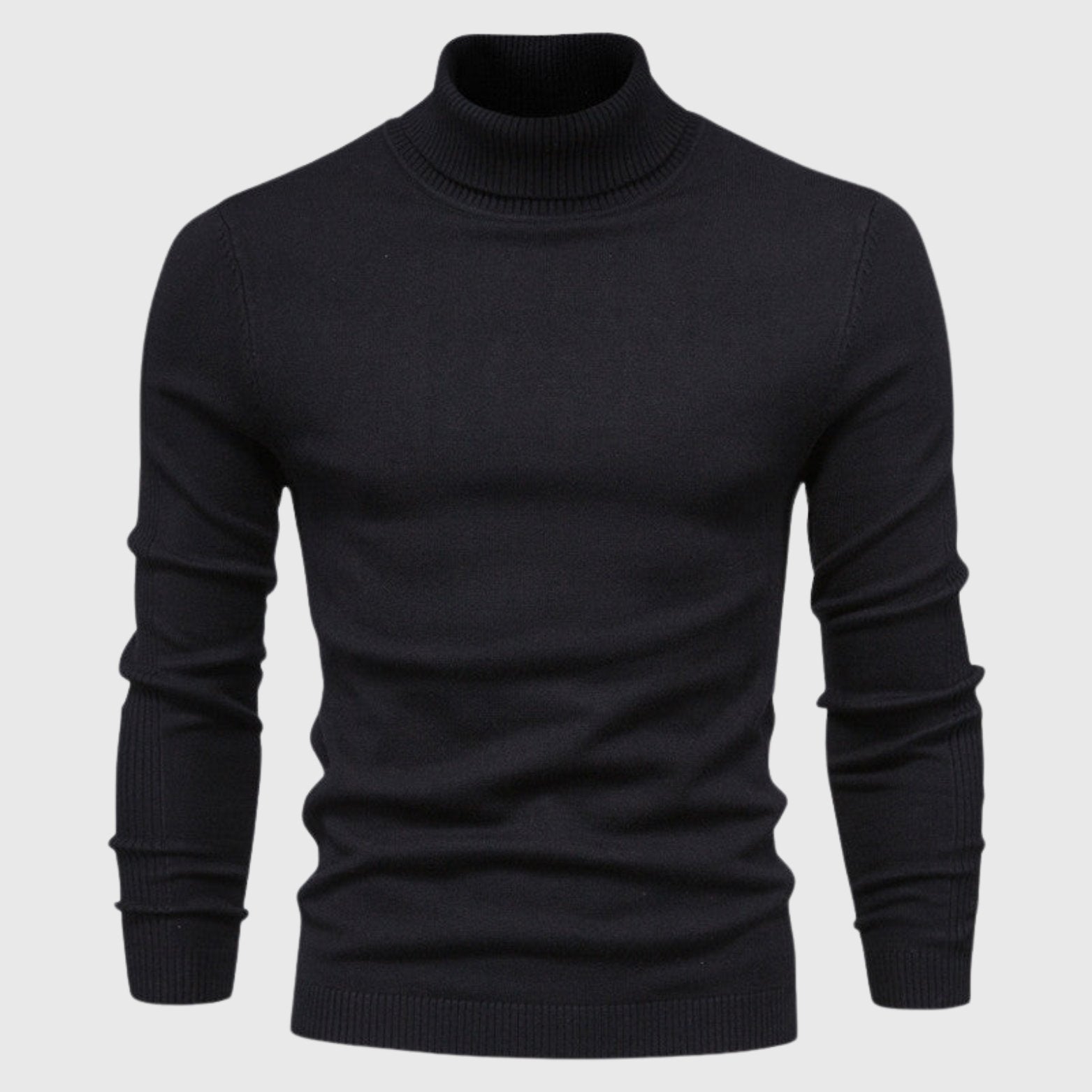 Alveraine | Men’s High-Neck Pullover Sweater – Solid Color Casual Knit