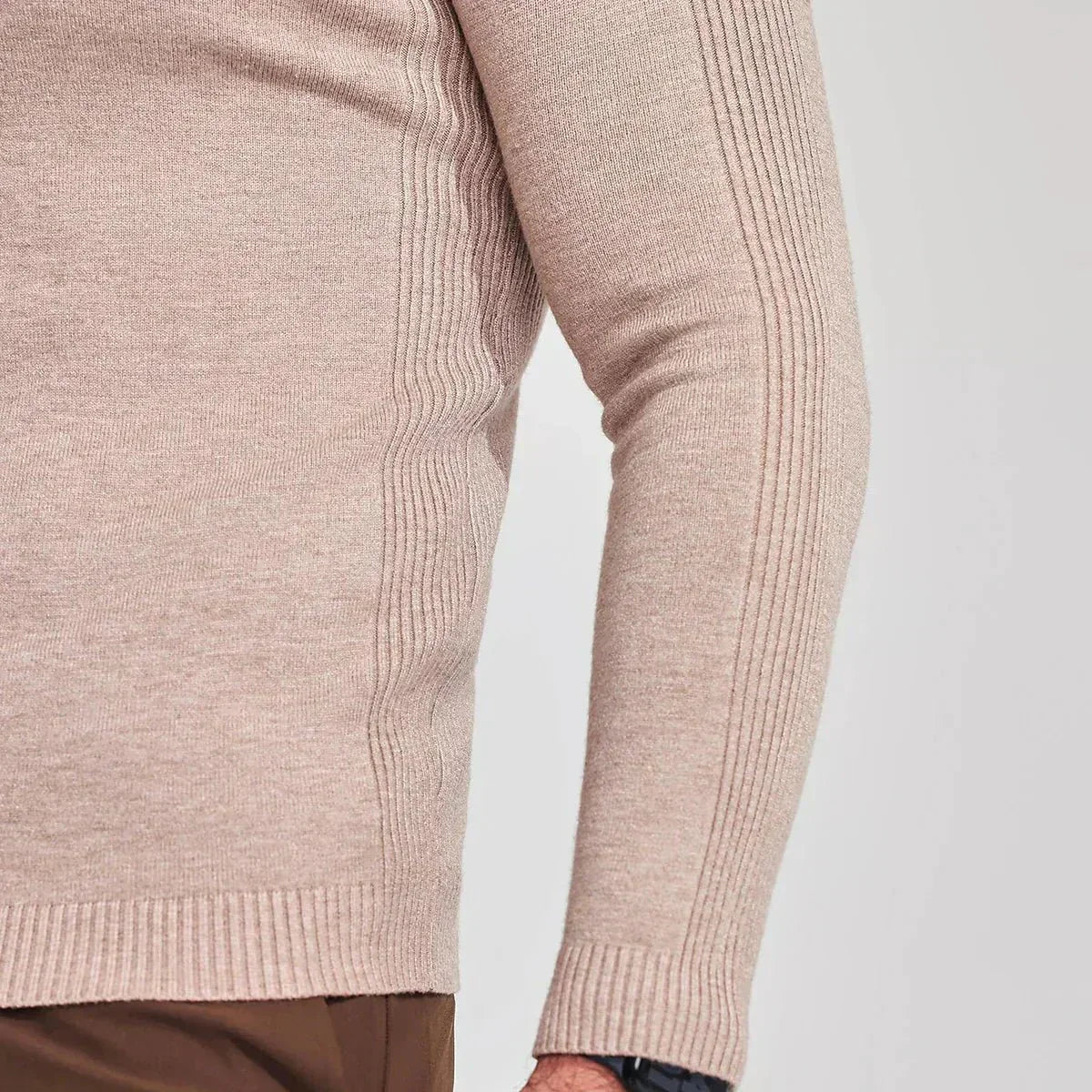 Alveraine | Men’s High-Neck Pullover Sweater – Solid Color Casual Knit
