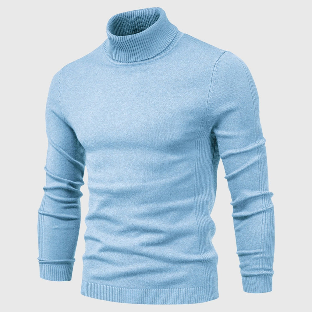Alveraine | Men’s High-Neck Pullover Sweater – Solid Color Casual Knit