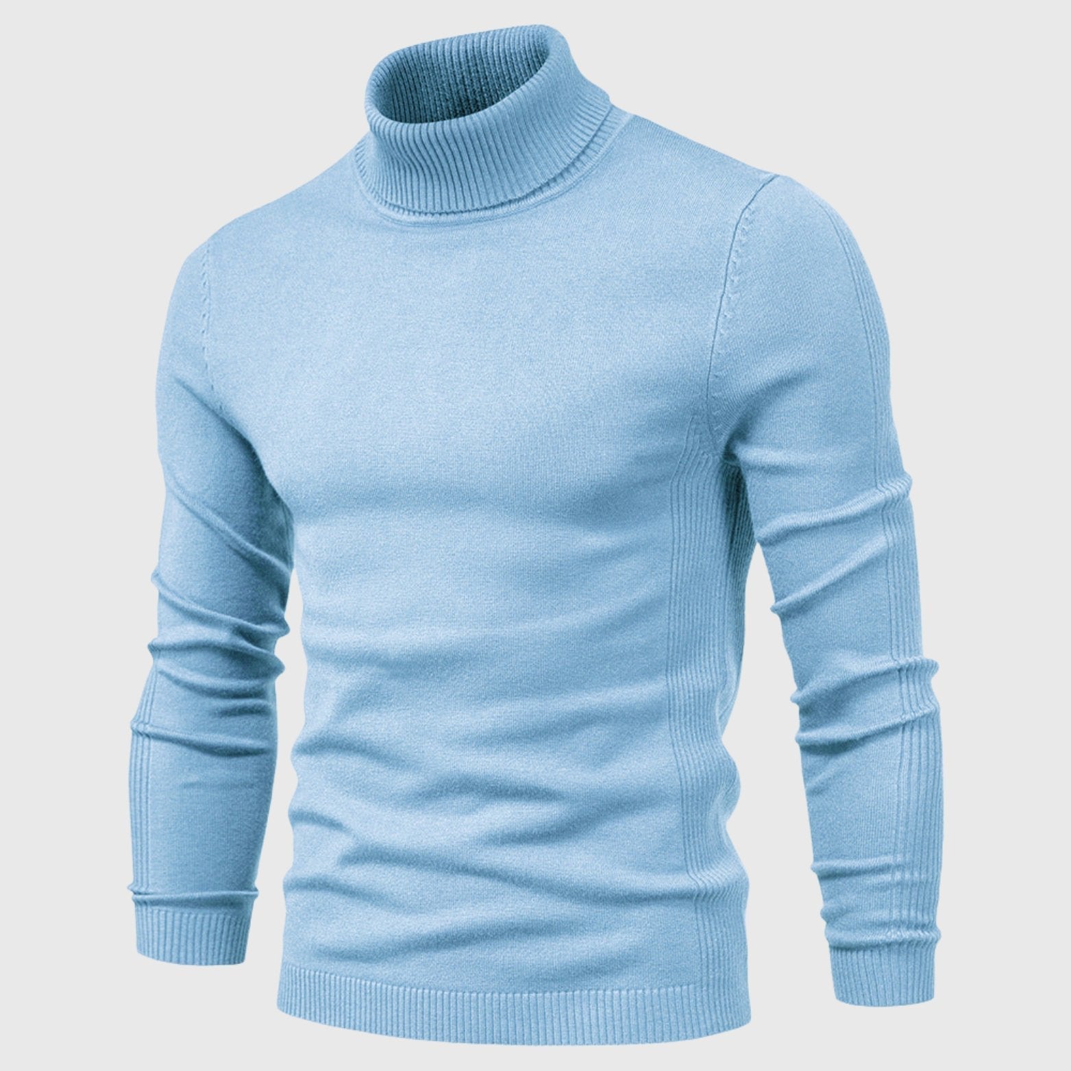 Alveraine | Men’s High-Neck Pullover Sweater – Solid Color Casual Knit