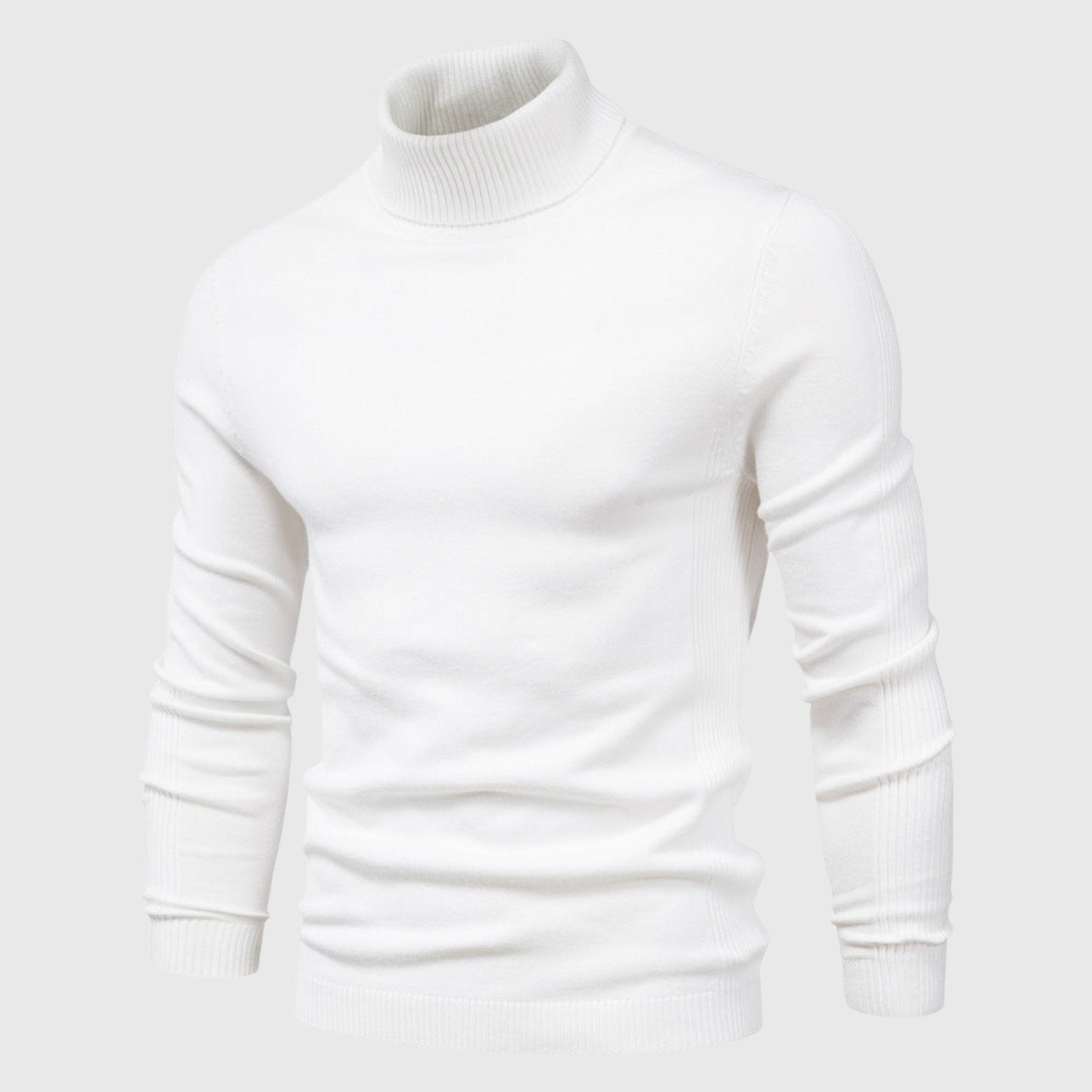 Alveraine | Men’s High-Neck Pullover Sweater – Solid Color Casual Knit