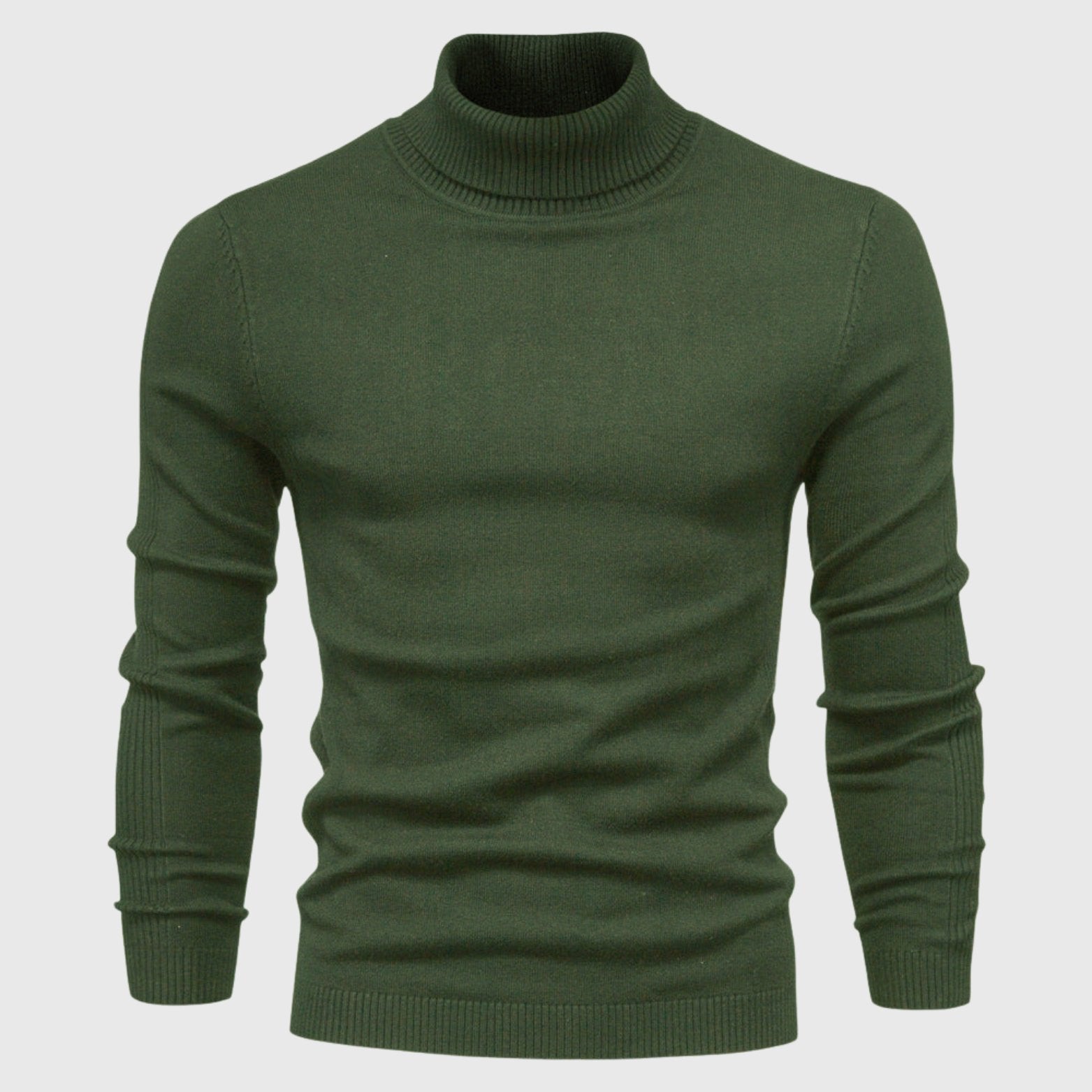 Alveraine | Men’s High-Neck Pullover Sweater – Solid Color Casual Knit