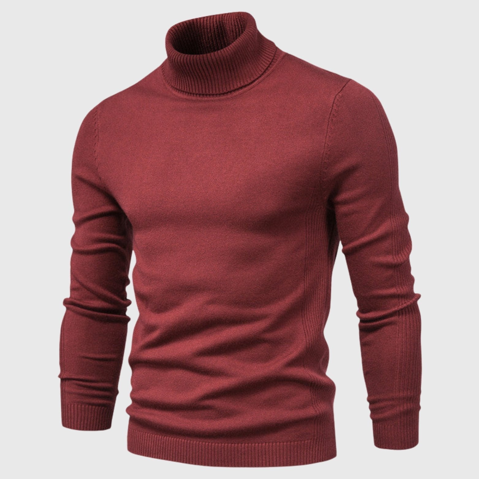 Alveraine | Men’s High-Neck Pullover Sweater – Solid Color Casual Knit