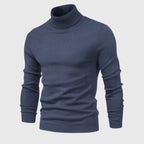 Alveraine | Men’s High-Neck Pullover Sweater – Solid Color Casual Knit