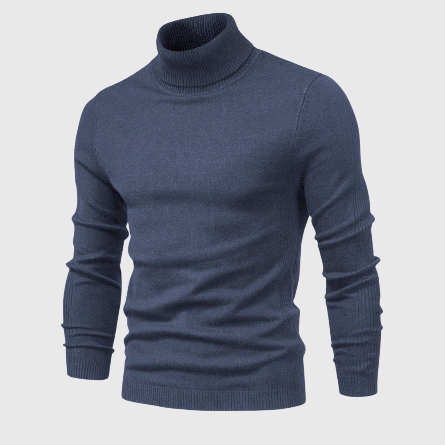 Alveraine | Men’s High-Neck Pullover Sweater – Solid Color Casual Knit