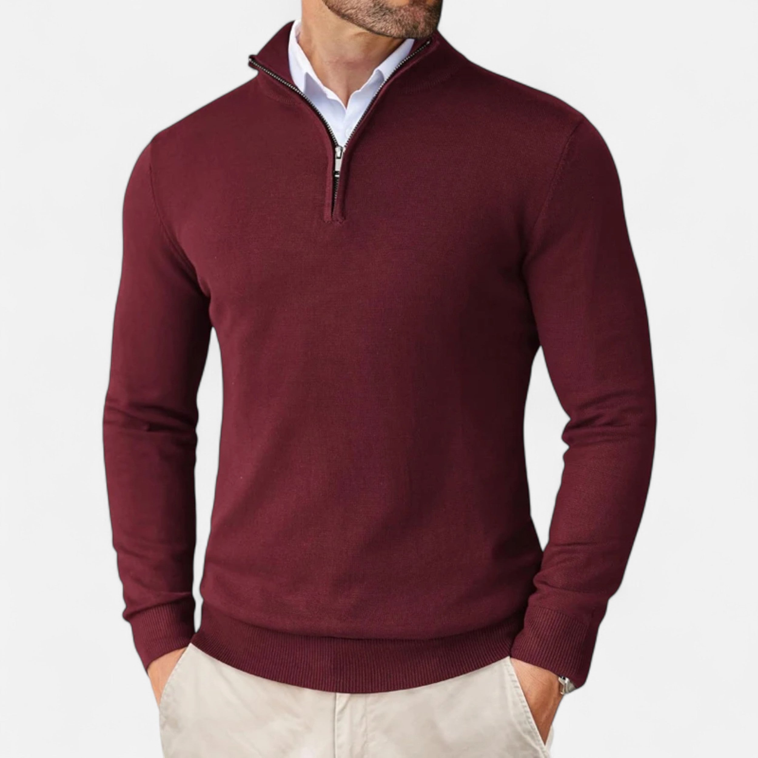 Lurvain | Men’s Quarter-Zip Knit Sweater – Slim Elegance